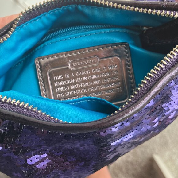 Indigo Coach Poppy Sequin Chain Limited Edition Demi Bag NWT - Picture 8 of 8